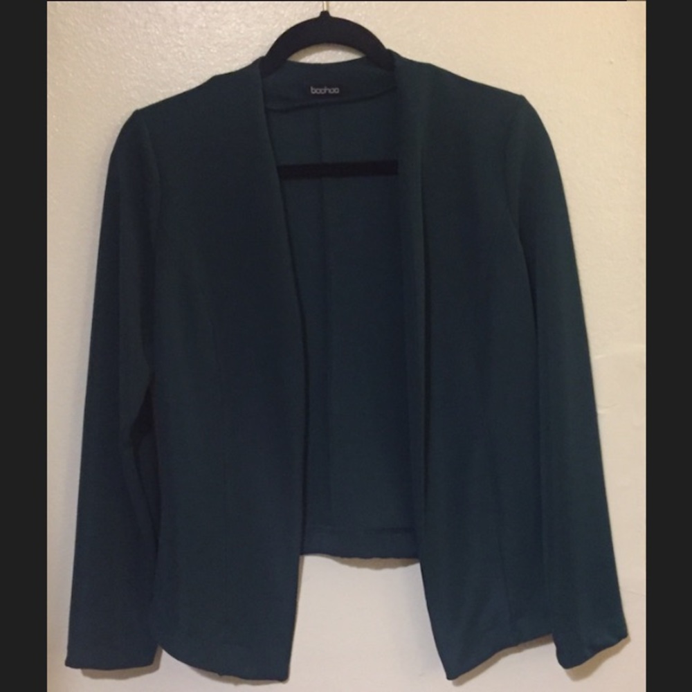 Emerald Green Tailored Collarless Jacket
